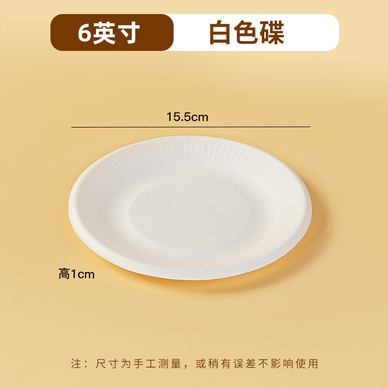 6 inch white bagasse plate 15.5 cm diameter