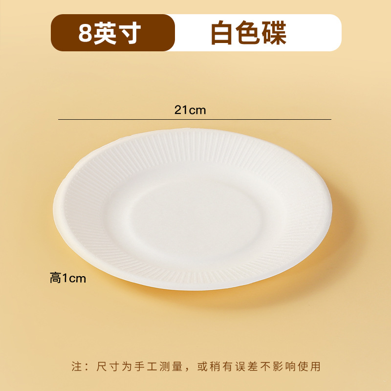 8 inch white bagasse plate 21 cm diameter