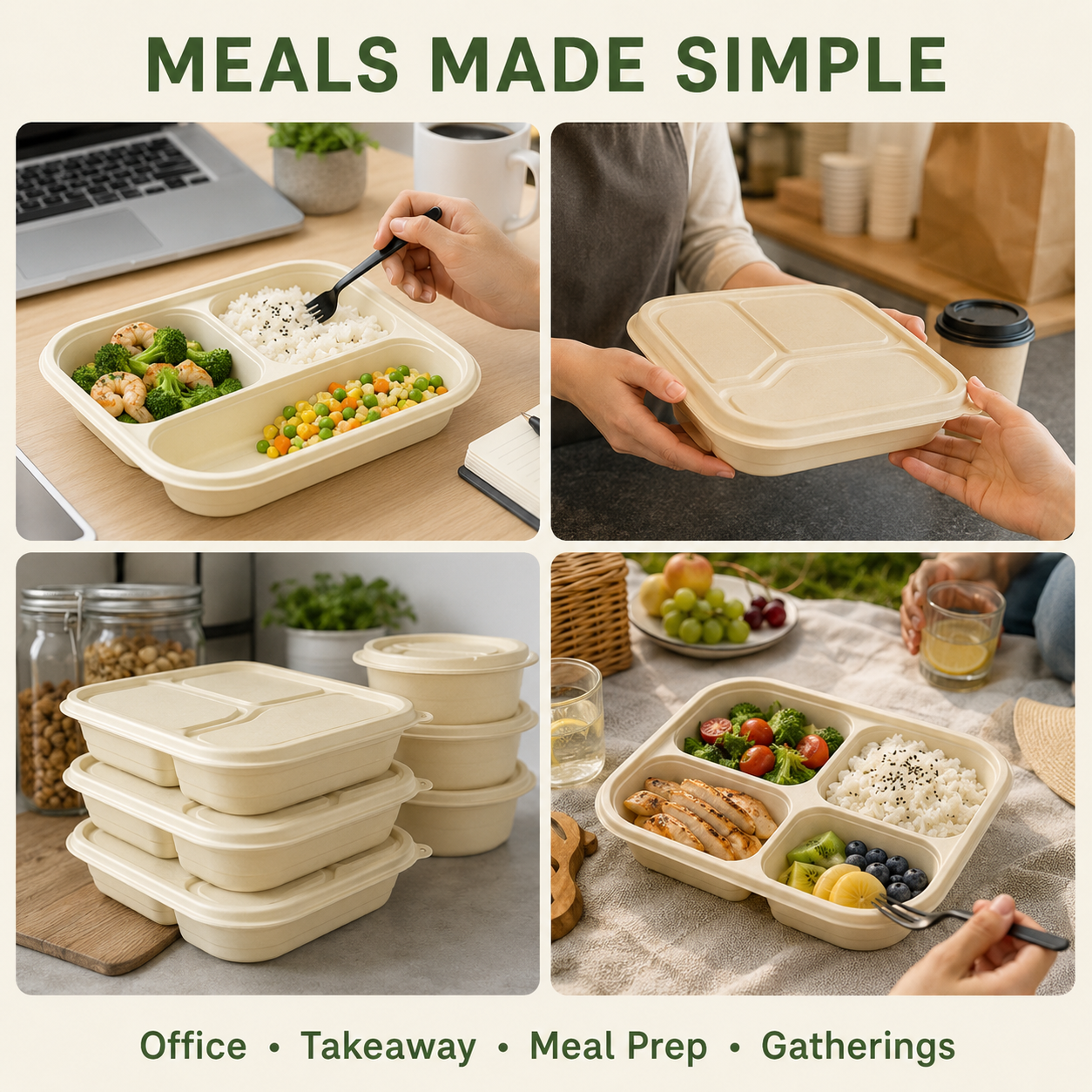 Compartment takeaway food container applications