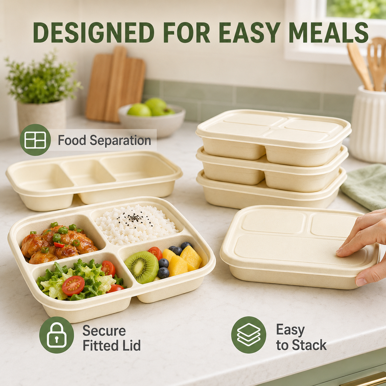 Sugarcane pulp meal box material and stacking