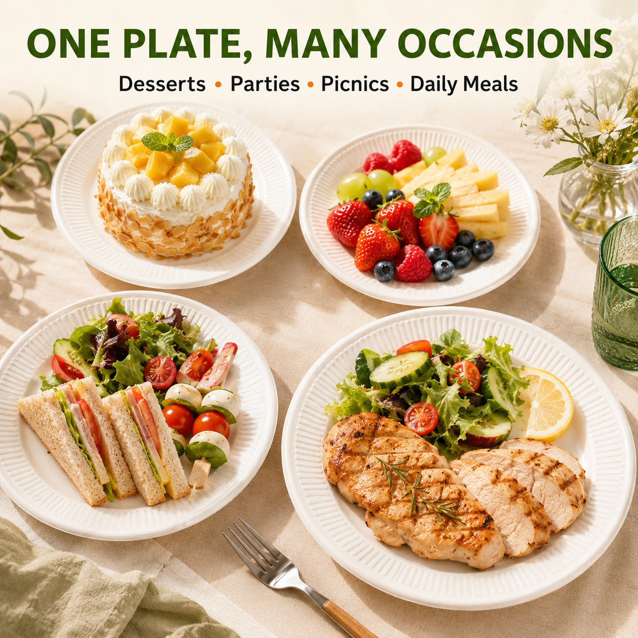 Round plates for parties catering and daily meals