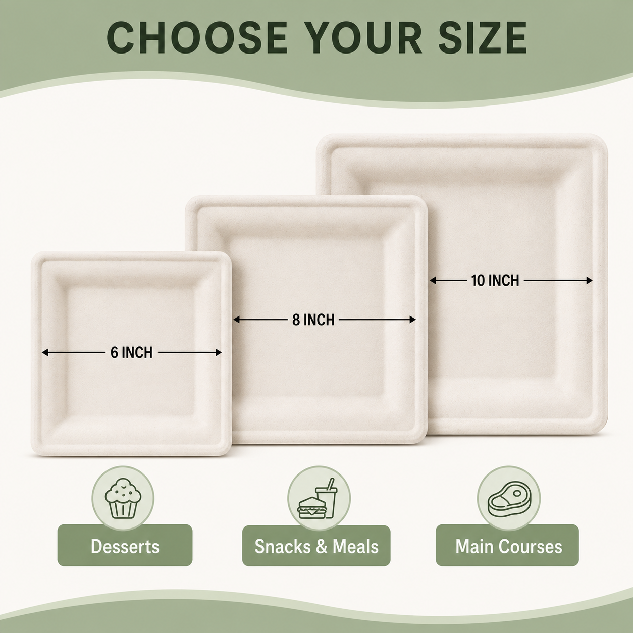 Strong disposable square plates