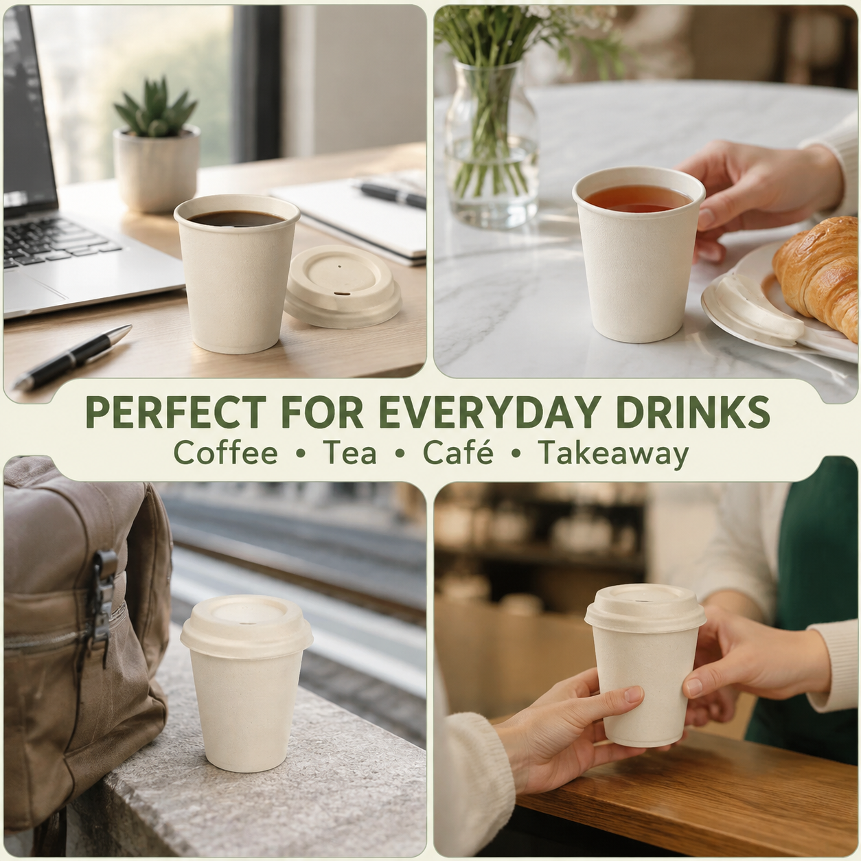 Stackable sugarcane pulp coffee cups