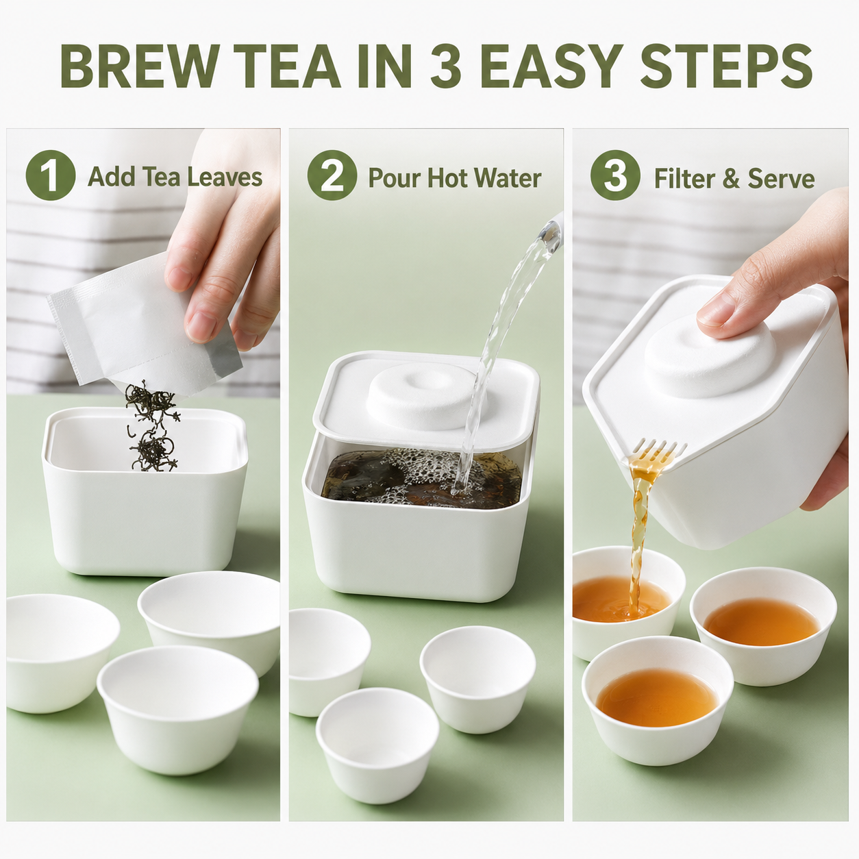 Disposable tea set components and dimensions