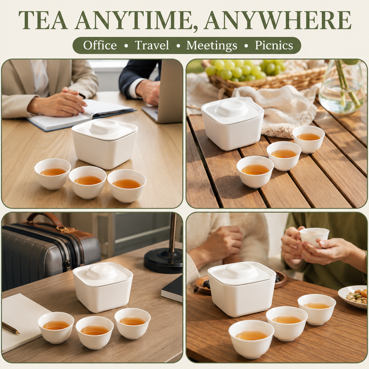 Sugarcane pulp tea set packaging
